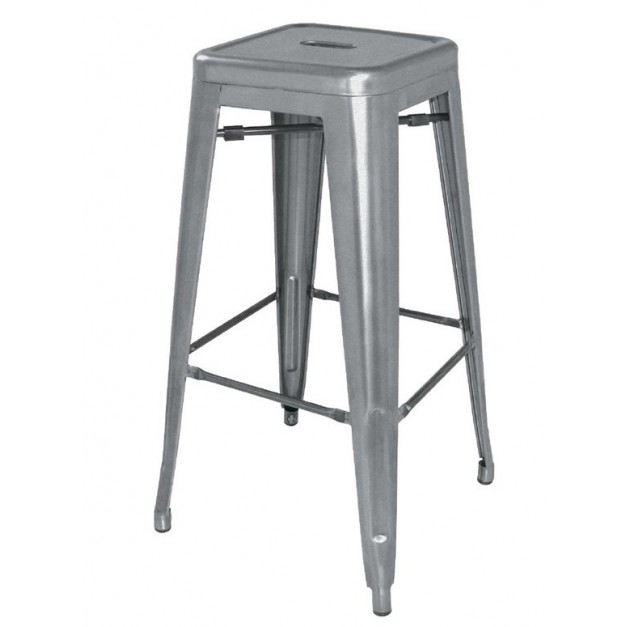 Tabourets hauts en acier galvanisé Bolero Bistro gris argenté (lot de 4)