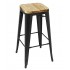 Tabouret bistro haut en acier noir avec assise en bois Bolero lot de 4