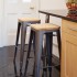 Tabouret bistro haut en acier gris avec assise en bois Bolero lot de 4