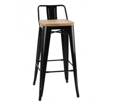 Tabourets bistro hauts avec dossier et assise en bois Bolero noirs (lot de 4) Tabourets bistro hauts avec dossier et assise en bois Bolero noirs (lot de 4)
