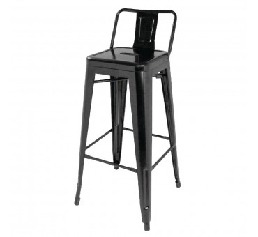 Tabourets hauts en acier Noir avec dossier Bolero Bistro (lot de 4) Tabourets hauts en acier Noir avec dossier Bolero Bistro (lot de 4)