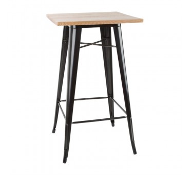 Table de bar noire avec plateau en bois Bolero Bistro Table de bar noire avec plateau en bois Bolero Bistro