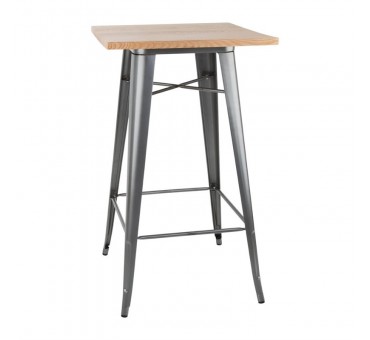 Table de bar grise avec plateau en bois Bolero Bistro Table de bar grise avec plateau en bois Bolero Bistro