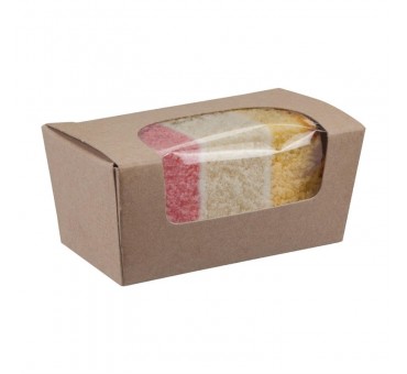 Boîtes à gâteau rectangulaires kraft compostables avec fenêtre Colpac (lot de 500) Boîtes à gâteau rectangulaires kraft compostables avec fenêtre Colpac (lot de 500)