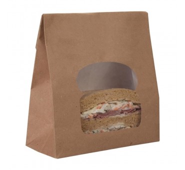 Sacs sandwich kraft recyclables noirs avec fenêtre Colpac (lot de 250) Sacs sandwich kraft recyclables noirs avec fenêtre Colpac (lot de 250)