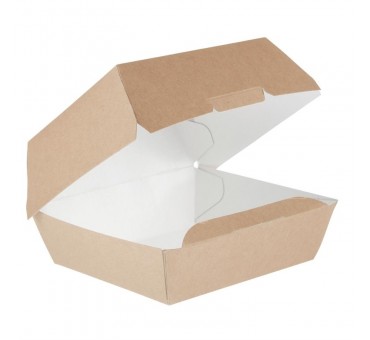 Grandes boîtes burger kraft compostables Colpac 135mm (lot de 250) Grandes boîtes burger kraft compostables Colpac 135mm (lot de 250)