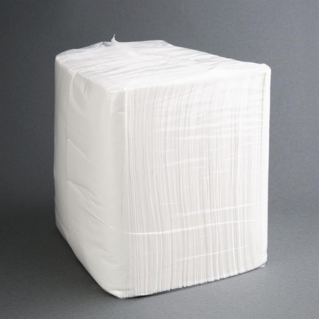 Serviettes dîner 2 plis pliage 1/8 Fiesta Recyclable blanches 400mm (lot de 250)