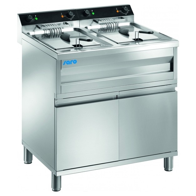 Friteuse Professionnelle Double Cuve 12L (2x6L) - Acier Inoxydable - Thermostat 60-200°C - Puissance 5000W