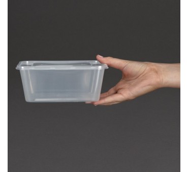 Grandes boîtes en plastique micro-ondables avec couvercles Fiesta 1 L (lot de 250) Grandes boîtes en plastique micro-ondables avec couvercles Fiesta 1 L (lot de 250)