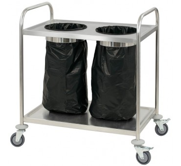 Chariot en inox porte poubelle Chariot en inox porte poubelle
