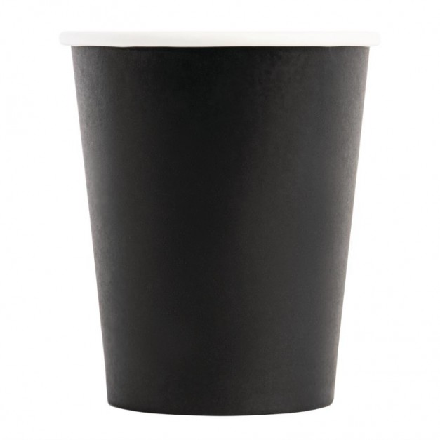 Gobelets jetables boissons chaudes simple paroi Fiesta Recyclable noirs 230ml (lot de 1000)