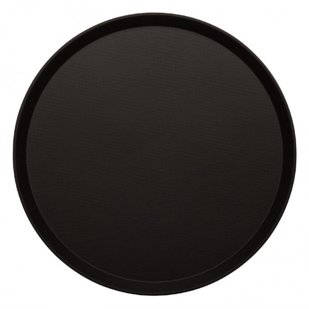 Plateau rond fibre de verre antidérapant Treadlite Cambro noir 35,5 cm