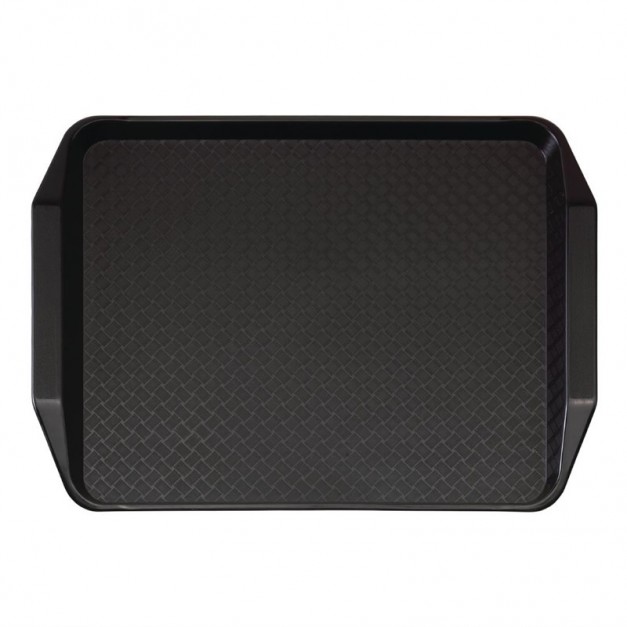 Plateau rectangulaire avec poignées en polypropylène Fast Food Cambro noir 43 cm