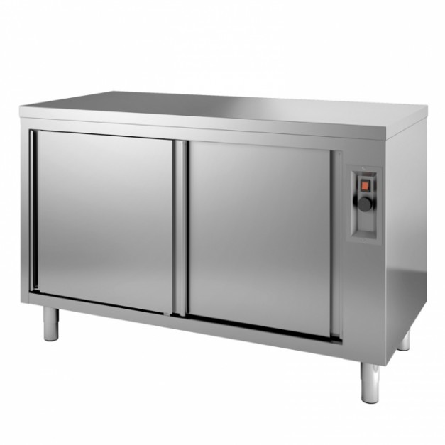 Table armoire inox 600 Chauffante avec portes coulissantes COMB