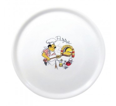 Assiettes à pizza en porcelaine 33 cm Saturnia décor Chef 2244 Assiettes à pizza en porcelaine 33 cm Saturnia décor Chef 2244