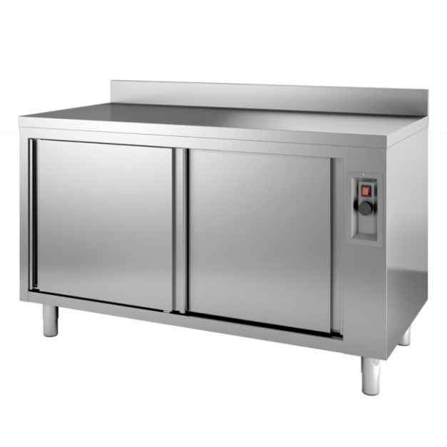Table armoire inox dosseret 600 Chauffante avec portes coulissantes COMB