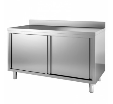 Placard bas inox avec dosseret portes coulissantes profondeur 700 COMB Placard bas inox avec dosseret portes coulissantes profondeur 700 COMB