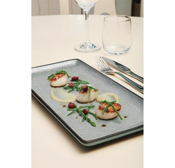 Assiettes rectangulaires à bord large Olympia Lumina 200 x 130mm (Lot de 6)