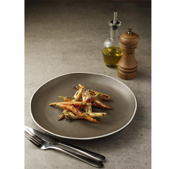 Assiettes plates Olympia Drift gris uni 230 mm (lot de 6)