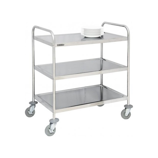 Chariot servante de service en inox 2 ou 3 niveaux casselin