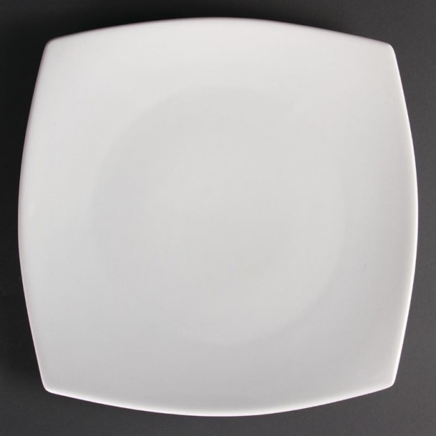 Assiettes carrées bords arrondis blanches Olympia 305mm 6 pieces