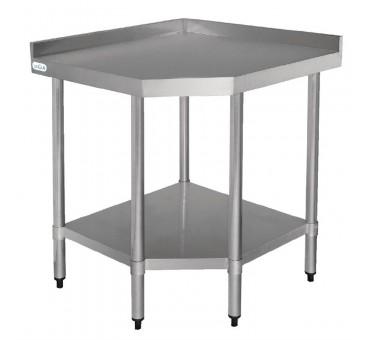 Table d'angle en inox avec étagère basse 600 Table d'angle en inox avec étagère basse 600
