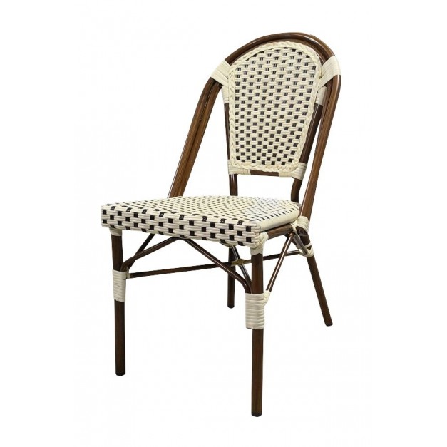 Chaise MONTMARTRE empilable Crème et Marron (lot de 4)