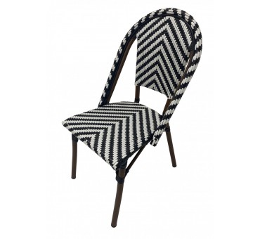 Chaise MONTMARTRE empilable - chevrons noirs et blancs (Lot de4) Chaise MONTMARTRE empilable - chevrons noirs et blancs (Lot de4)