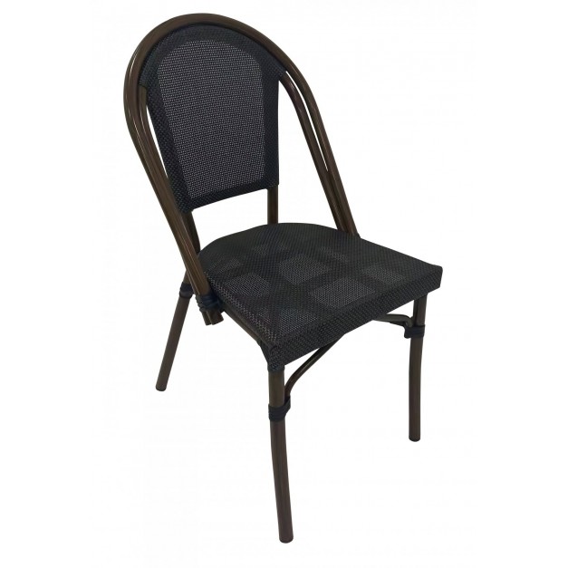 Chaise MONTMARTRE empilable - textilène gris foncé (Lot de 4)