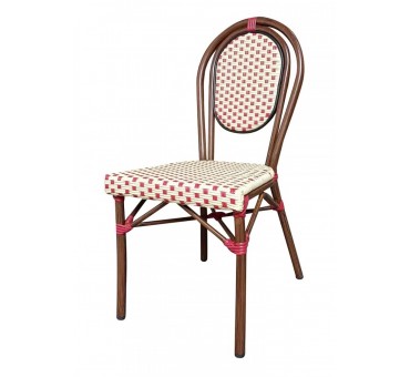 Chaise BATILLE empilable Crème et Rouge (Lot de 4) Chaise BATILLE empilable Crème et Rouge (Lot de 4)