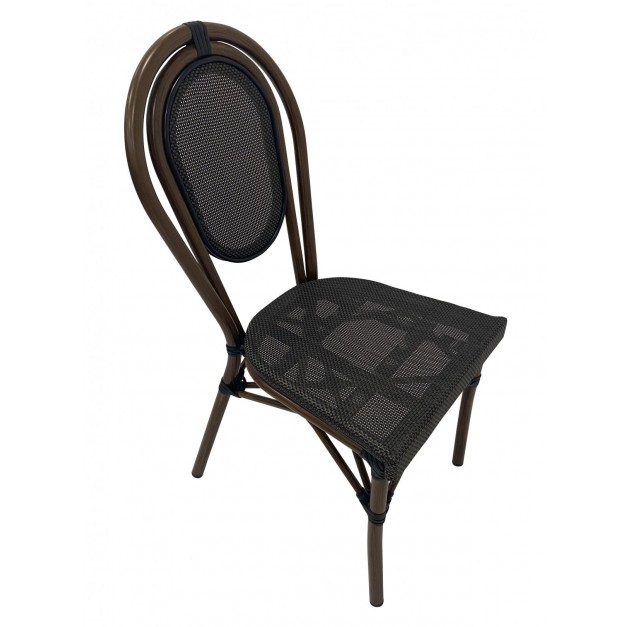 chaise BASTILLE empilable - textilène gris foncé (Lot de4)