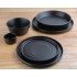 Assiettes plates rondes texturées Olympia Cavolo noires 220mm (lot de 6)