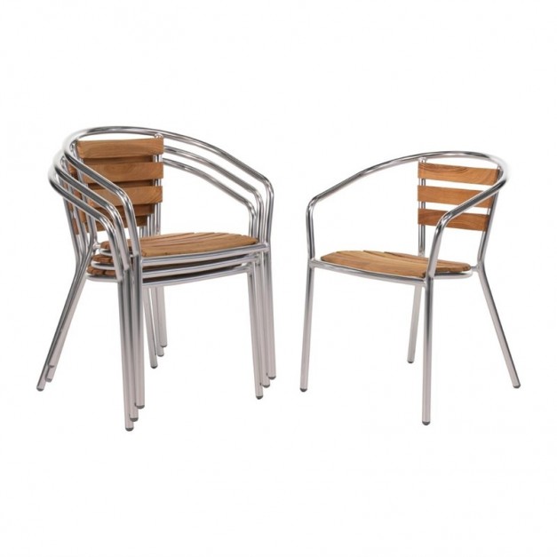 Lot de 12 fauteuils en frêne et aluminium 730mm