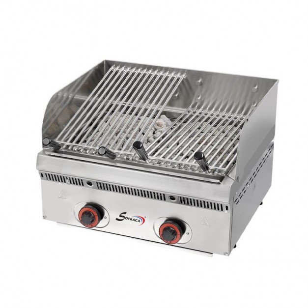 Wood steak grill gaz inclinable - L 600 mm