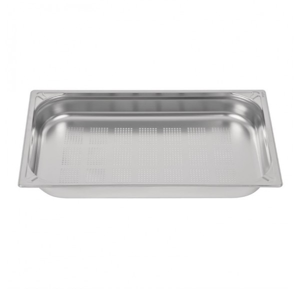 Bac inox 18/10 perforé GN 1/1 professionnel Vogue 100mm