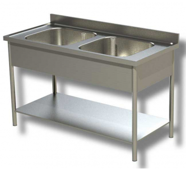 Plonge avec 2 bacs et étagere basse Prof 600 Plonge avec 2 bacs et étagere basse Prof 600