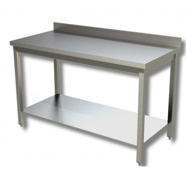 Table de travail 700 inox avec étagere basse et dosseret Table de travail 700 inox avec étagere basse et dosseret