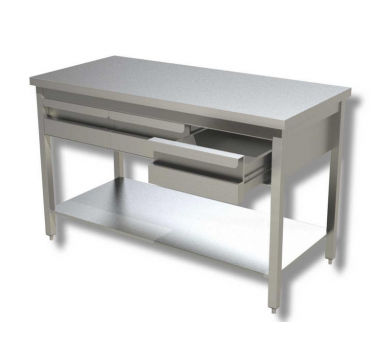 Table de travail 600 acier inoxydable avec tiroirs Table de travail 600 acier inoxydable avec tiroirs