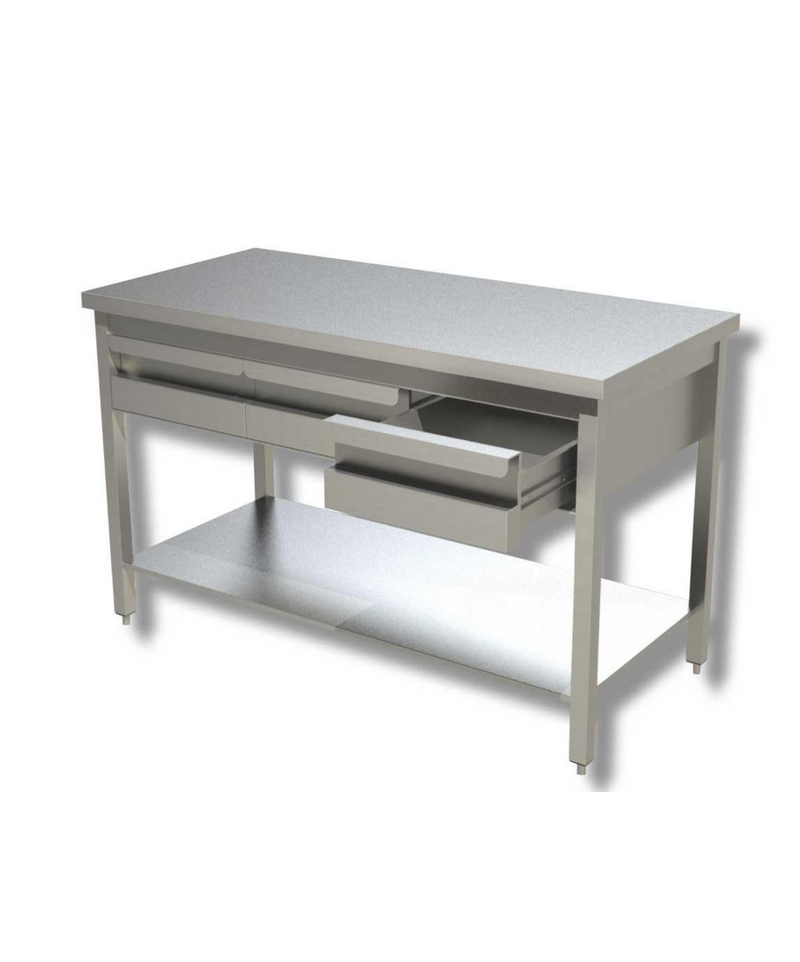 Table de travail 600 acier inoxydable avec tiroirs