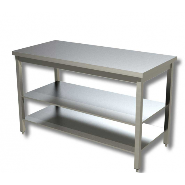 Table de travail 600 acier inoxydable centrale avec 2 étagères
