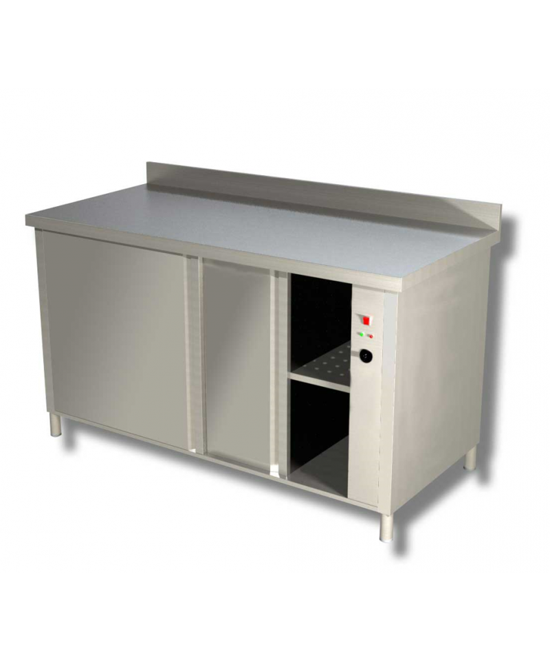 table armoire basse chauffante avec portes coulissantes, avec dosseret, 2000x700 mm main image 1