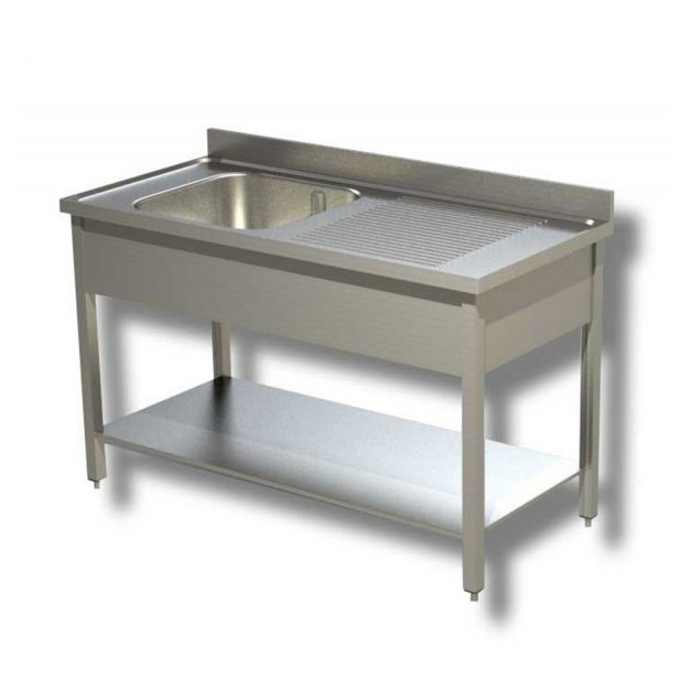 Plonge avec bac a gauche et étagere basse Prof 700