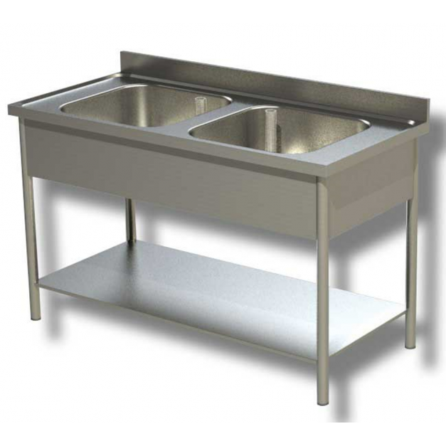 Plonge avec 2 bacs et étagere basse Prof 700
