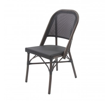 PARIS CHAISE DE BISTROT EN TEXTILE - WENGÉ-MESH NOIR-LOT DE 2