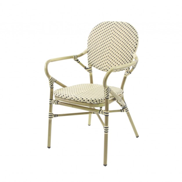 TANGO CHAISE DE BISTROT EN ROTIN - BAMBOU-BLANC/NOIR