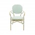 TANGO CHAISE DE BISTROT EN ROTIN - BAMBOU-BLANC/VERT PASTEL