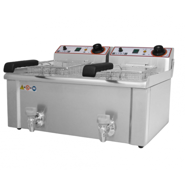Friteuse électrique de comptoir 2 x 13 litres FBR13 vidange