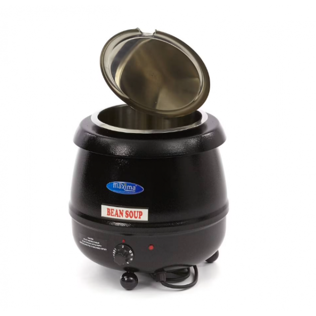Marmite à soupe électrique professionnelle 10 L inox – pot intérieur amovible avec encoche pour louche