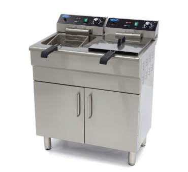Friteuse sur socle - 2 x 16 Litres - 2 paniers - avec robinet de vidange Friteuse sur socle - 2 x 16 Litres - 2 paniers - avec robinet de vidange
