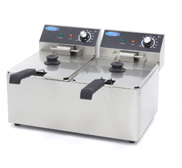 Friteuse - 2 x 8 L - 2 paniers - jusqu'à 2,8 kg de frites Friteuse - 2 x 8 L - 2 paniers - jusqu'à 2,8 kg de frites